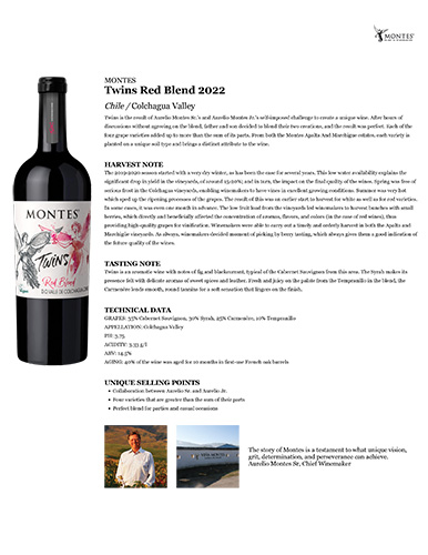Twins Red Blend 2022 Fact Sheet