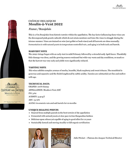 Moulin-à-Vent 2022 Fact Sheet