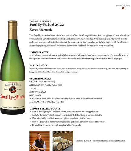 Pouilly-Fuissé 2022 Fact Sheet
