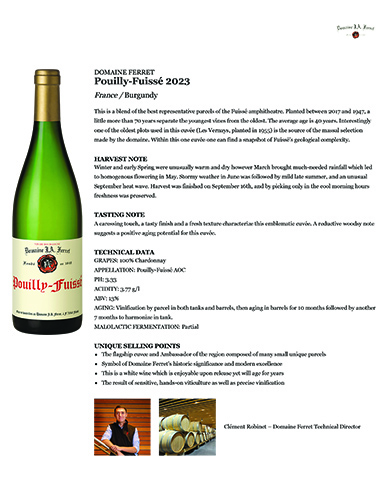 Pouilly-Fuissé 2023 Fact Sheet