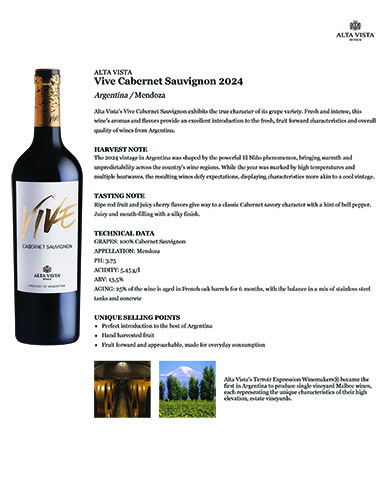 Vive Cabernet Sauvignon 2024 Fact Sheet