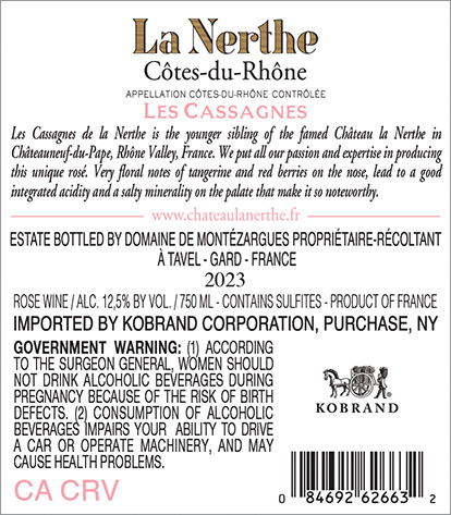 Les Cassagnes Côtes-du-Rhône Rosé 2023 Back Label