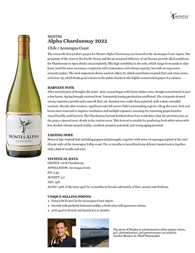Alpha Chardonnay 2022 Fact Sheet
