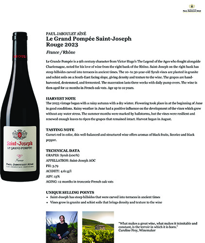 Le Grand Pompée Saint-Joseph Rouge 2023 Fact Sheet