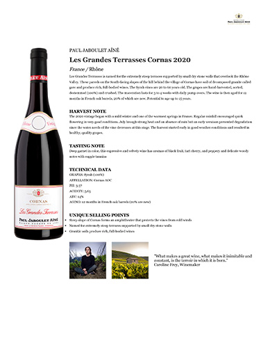 Les Grandes Terrasses Cornas 2020 Fact Sheet