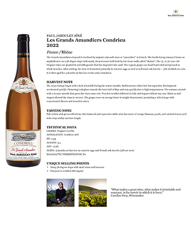 Les Grands Amandiers Condrieu 2022 Fact Sheet