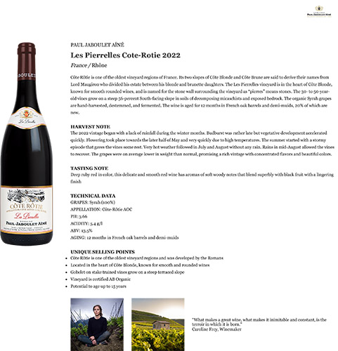 Les Pierrelles Côte-Rôtie 2022 Fact Sheet