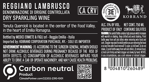 Quercioli Lambrusco Secco Back Label