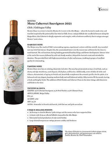 Muse Cabernet Sauvignon 2021 Fact Sheet