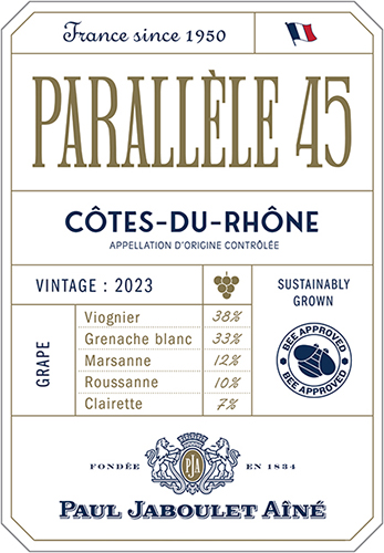 Parallèle 45 Côtes-du-Rhône Blanc 2023 Front Label