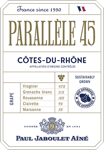 Parallèle 45 Côtes-du-Rhône Blanc Front Label