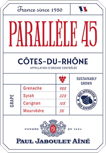 Parallèle 45 Côtes-du-Rhône Rouge Front Label