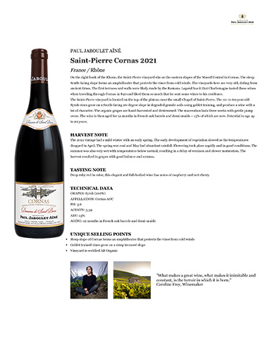 Saint-Pierre Cornas 2021 Fact Sheet