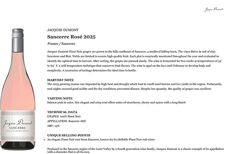 Sancerre Rosé 2025 Fact Sheet