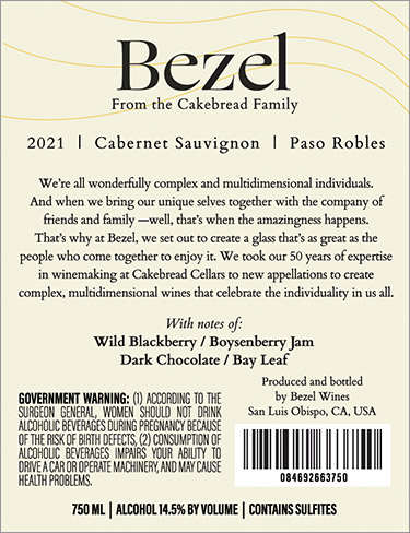 Cabernet Sauvignon 2021 Back Label