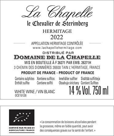 La Chapelle Blanc 2022 BackLabel