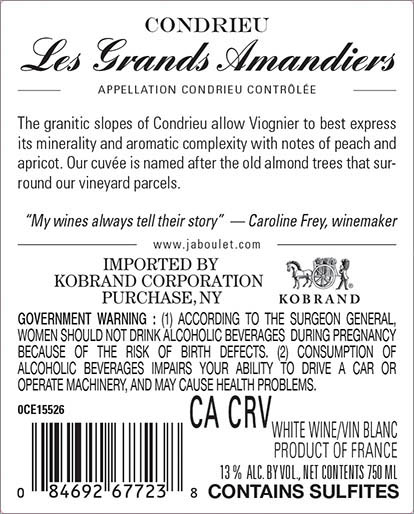 Les Grands Amandiers Condrieu 2023 Back Label