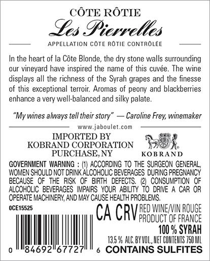 Les Pierrelles Côte-Rôtie 2022 Back Label