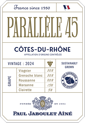 Parallèle 45 Côtes-du-Rhône Blanc 2024 Front Label