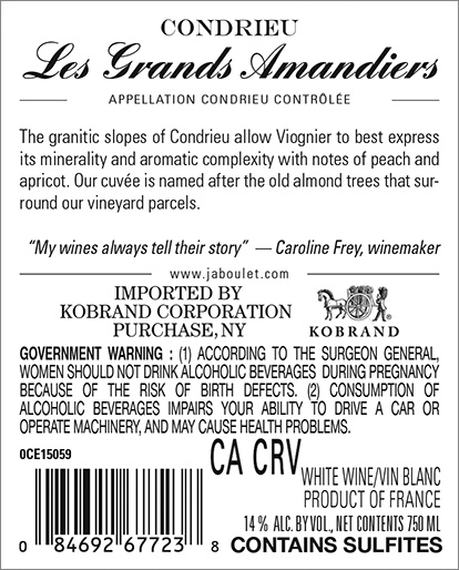 Les Grands Amandiers Condrieu 2021 Back Label