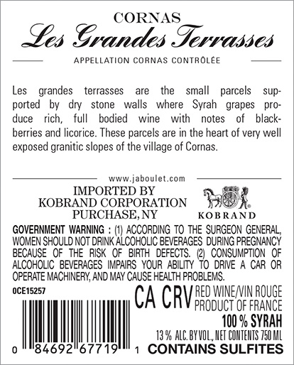 Les Grandes Terrasses Cornas 2021 Back Label