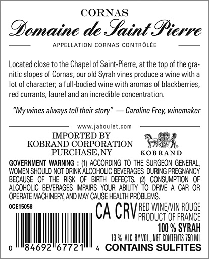 Saint-Pierre Cornas Back Label
