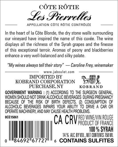 Les Pierrelles Côte-Rôtie Back Label