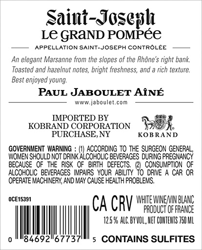Le Grand Pompée Saint-Joseph Blanc 2024 Back Label