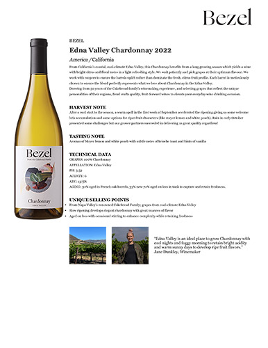 Edna Valley Chardonnay 2022 Fact Sheet