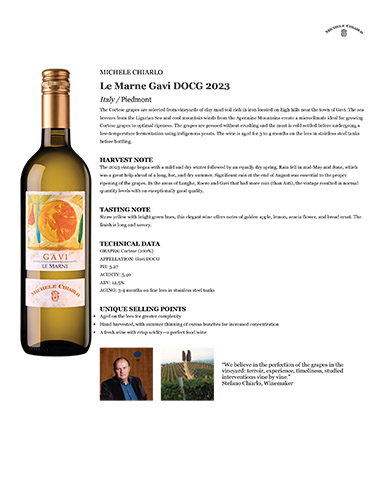 Le Marne Gavi DOCG 2023 Fact Sheet