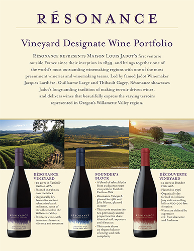 Résonance Vineyard Designate Sell Sheet