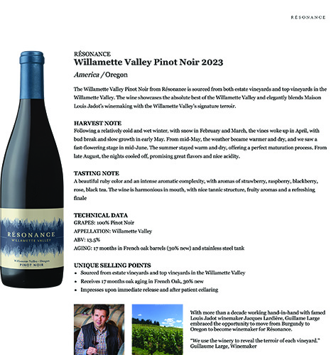 Willamette Valley Pinot Noir 2023 Fact Sheet
