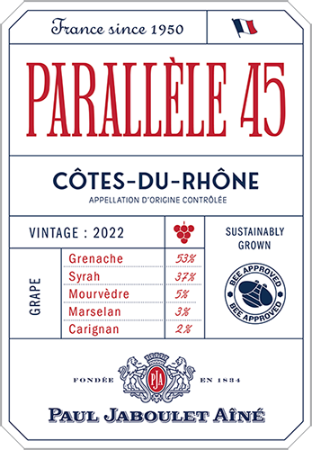 Parallèle 45 Côtes-du-Rhône Rouge 2022 Front Label