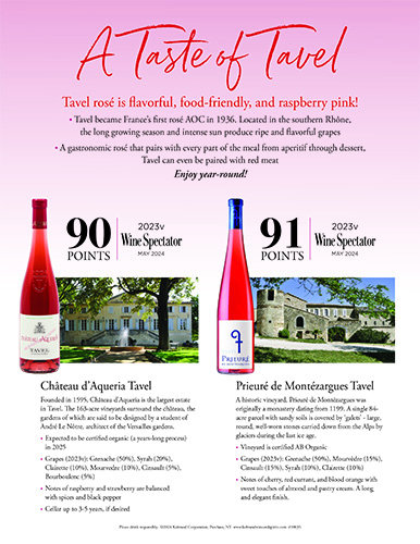 Tavel 2023 Wine Spectator Sell Sheet – 90+ Point Scores