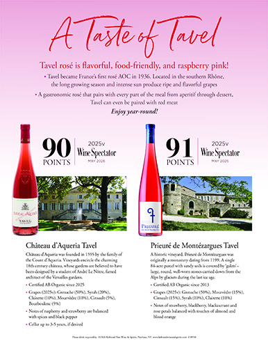 Tavel 2025 Wine Spectator Sell Sheet – 90+ Point Scores