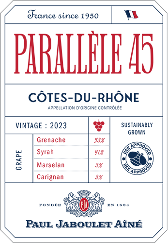 Parallèle 45 Côtes-du-Rhône Rouge 2023 Front Label