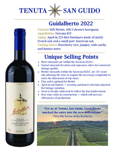 Guidalberto Toscana IGT 2022 Sell Sheet