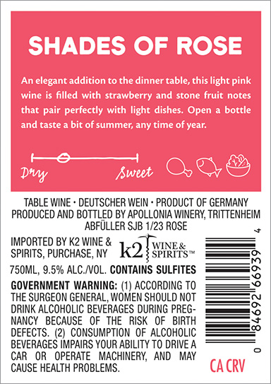 Shades of Rose Back Label