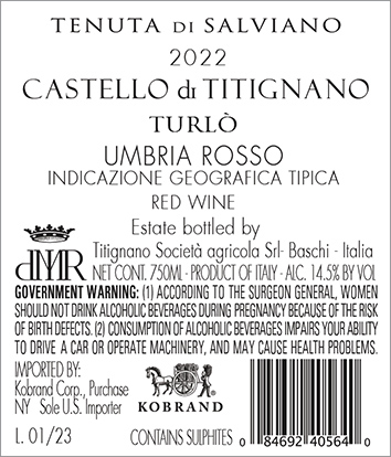 Otto: Turlo Lago di Corbara DOC 2022 Back Label