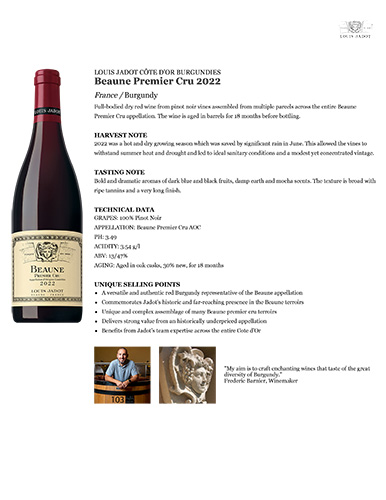 Core: Beaune Premier Cru 2022 Fact Sheet
