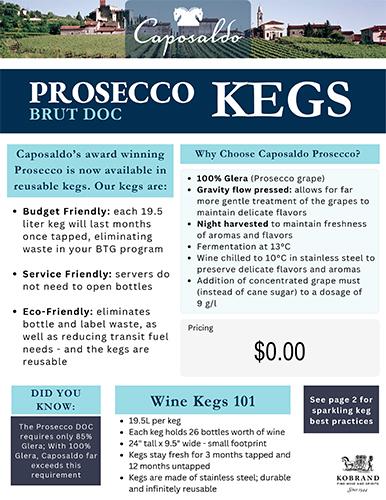Prosecco Keg Sell Sheet (Editable)