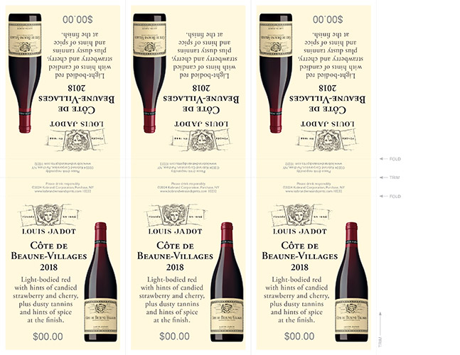 Louis Jadot Cote de Beaune Villages 6-Up Shelf Talker (Editable PDF)