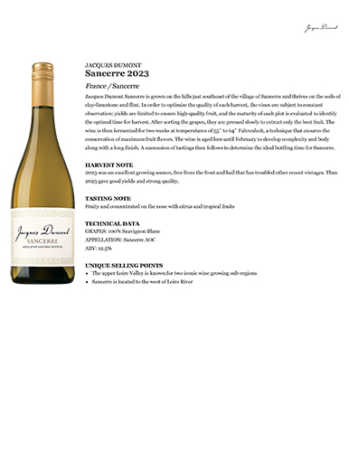Sancerre 2023 Fact Sheet