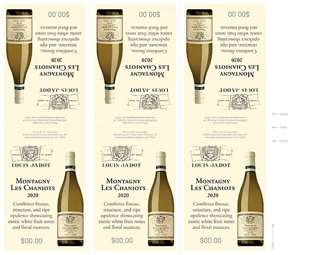 Louis Jadot Montagny Premier Cru Les Chaniots 6-Up Shelf Talker (Editable PDF)