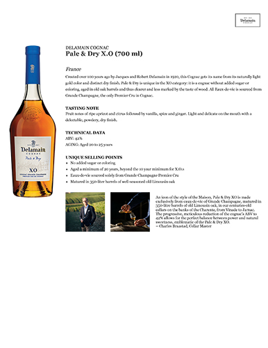 Pale & Dry X.O. (700 ml) Fact Sheet