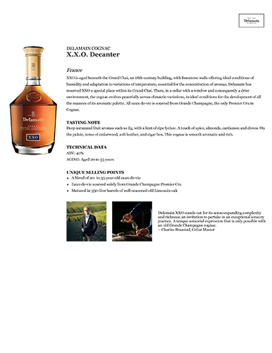 X.X.O. Decanter Fact Sheet