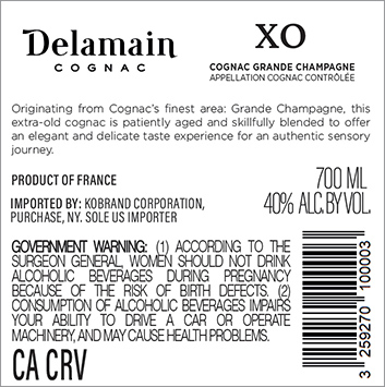 X.O. Decanter Back Label