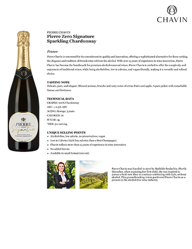 Pierre Chavin Zero Signature Sparkling Chardonnay Fact Sheet