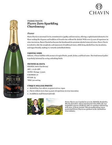 Pierre Chavin Zero Sparkling Chardonnay Fact Sheet