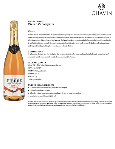 Pierre Chavin Zero Spritz Fact Sheet